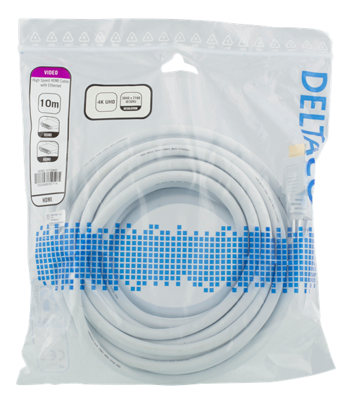 Deltaco - DELTACO High-Speed HDMI-kabel, 10m - Vit
