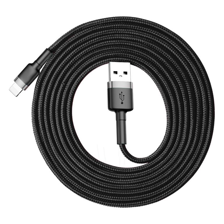 SiGN - SiGN Kevlar USB-kabel med Lightning 1.5A, 2m - Grå/Svart