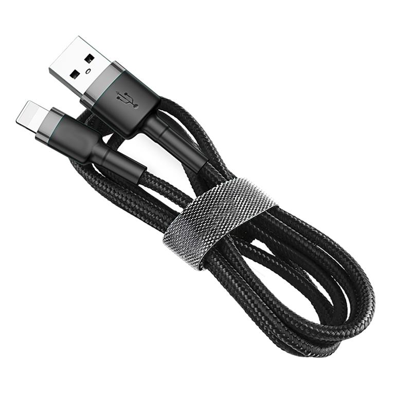 SiGN - SiGN Kevlar USB-kabel med Lightning 1.5A, 2m - Grå/Svart