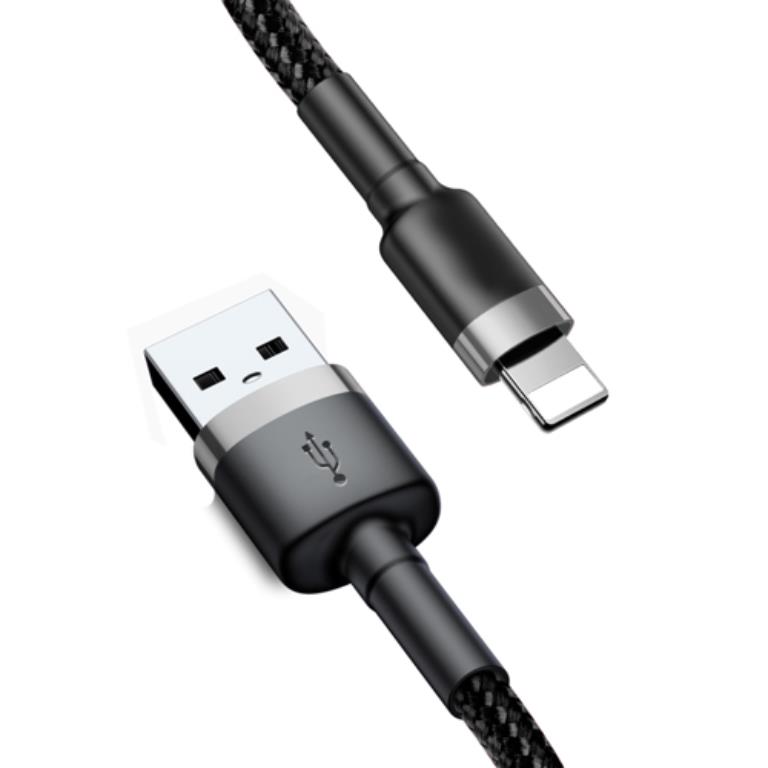 SiGN - SiGN Kevlar USB-kabel med Lightning 1.5A, 2m - Grå/Svart