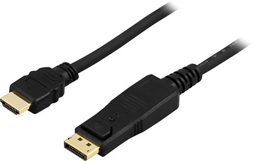 Deltaco - DELTACO DisplayPort till HDMI monitorkabel med ljud, 3m - Svart