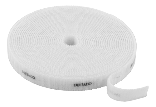 Deltaco - DELTACO kardborrband på rulle, bredd 10mm, 5m - Vit