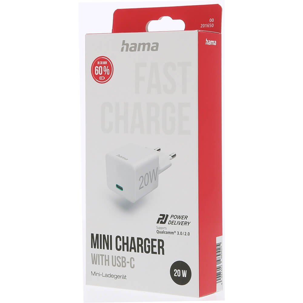 Hama - HAMA Laddare 220V USB-C PD/Qualcomm 20W - Vit
