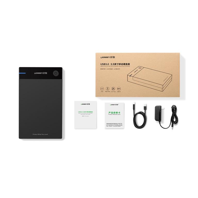 Ugreen - Ugreen 3.5'' SATA HDD Box USB 3.0 Drive - Svart