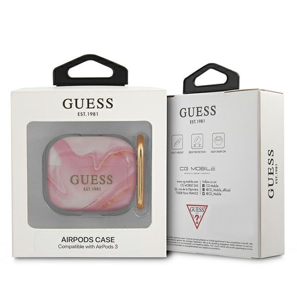 Guess - Guess Skal Marble Collection Airpods 3 - Rosa