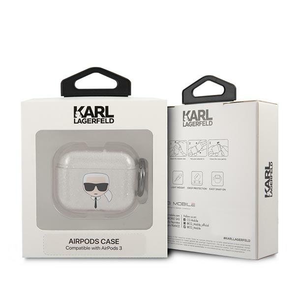 KARL LAGERFELD Karl Lagerfeld Skal Glitter Karl`s Head Airpods 3 - Silver 
