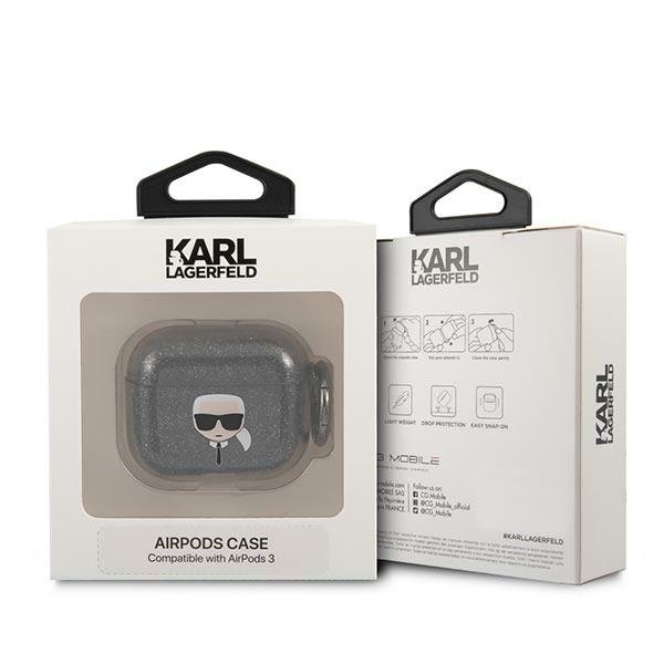 KARL LAGERFELD Karl Lagerfeld Skal Glitter Karl`s Head Airpods 3 - Svart 