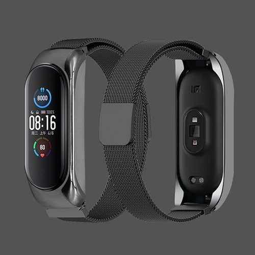 UTGATT1 - Metall Ersättningsarmband till Xiaomi Mi Band 6/5/4/3 - Svart
