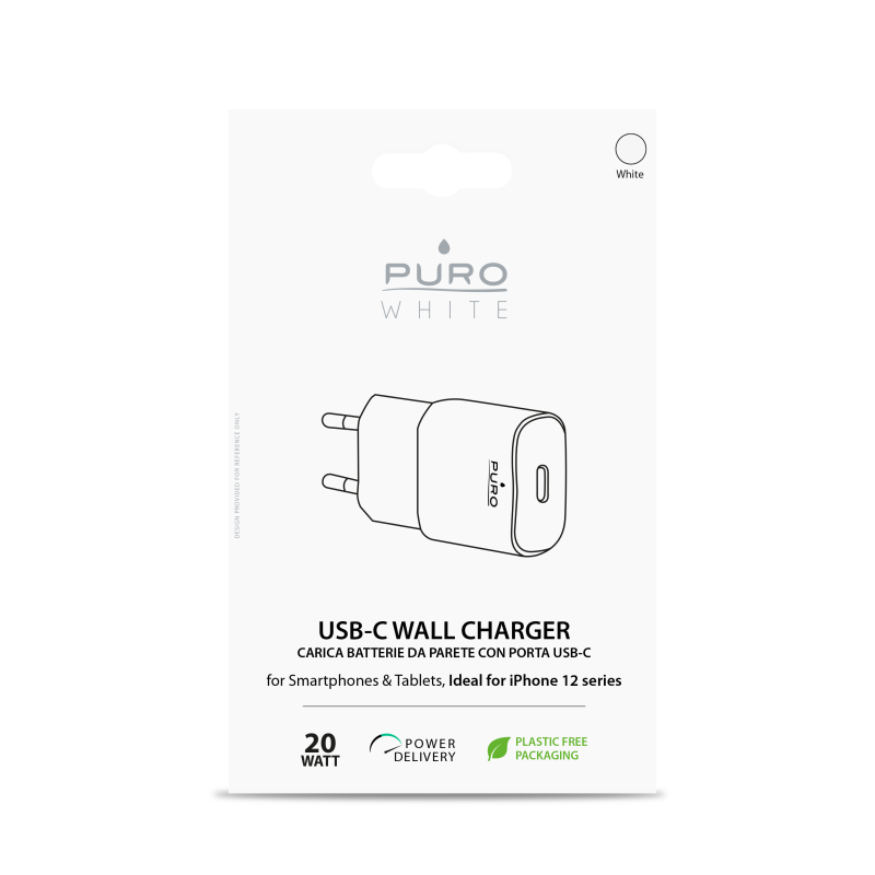 UTGATT5 - Puro Wall Väggladdare Mini 1 USB-C 20W - Vit
