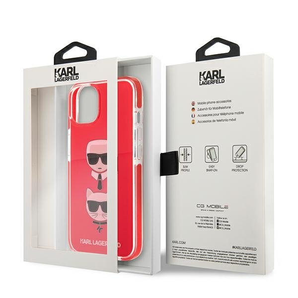 KARL LAGERFELD - Karl Lagerfeld TPE Karl & Choupette Skal iPhone 13 Mini - Röd