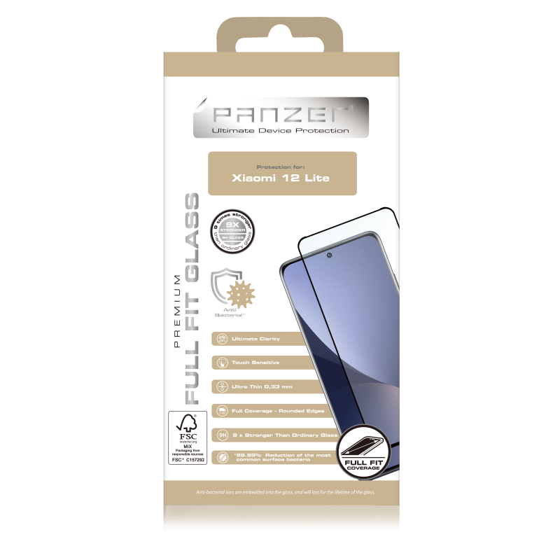 Panzer - Panzer Xiaomi 12 Lite Härdat Glas Full-Fit - Svart