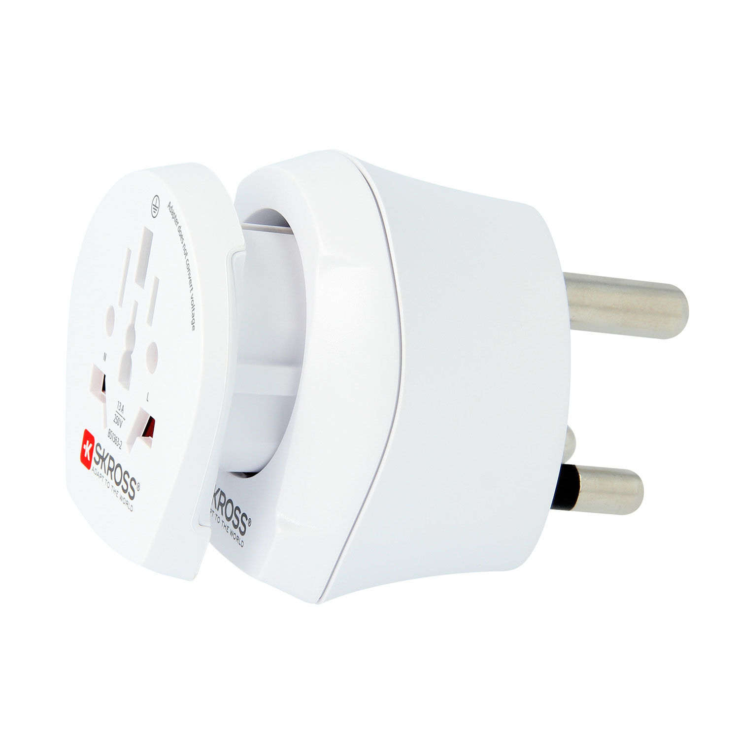 Produktfoto för Skross 1.500201-E, Typ C (Europlug), 100-250 V, 16 A, Vit, 4000 W, 56 mm