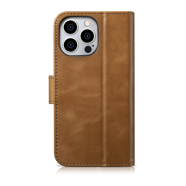 ICARER - iCarer iPhone 14 Pro Plånboksfodral 2in1 Äkta Läder Anti-RFID - Brun