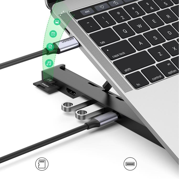 UTGÅTT - Ugreen laptop Stativ hub typ-c 2x USB - Svart
