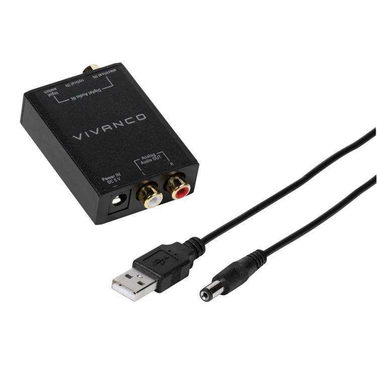 Vivanco - Vivanco Digital/Analog Omvandlare, Toslink-RCA - Svart