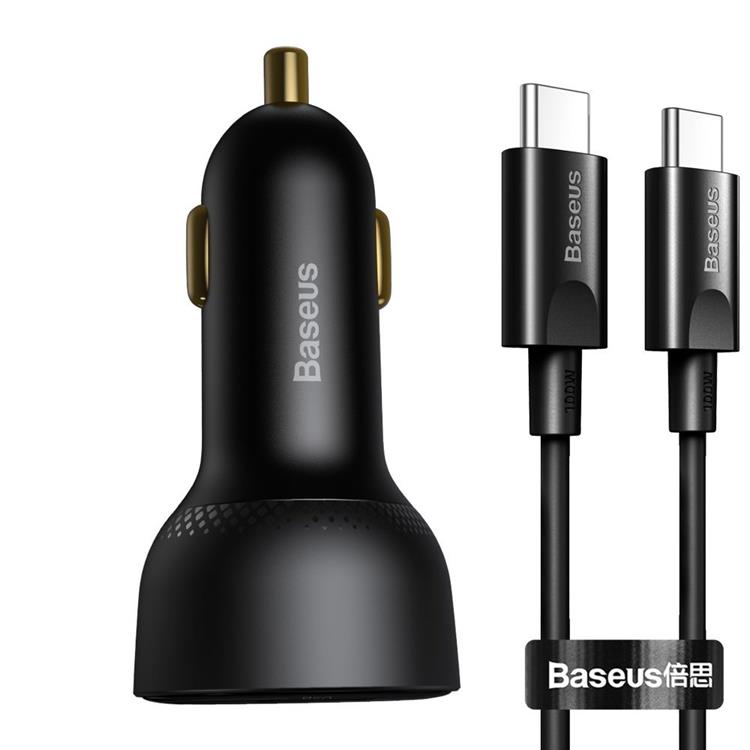 BASEUS - Baseus Superme Billaddare USB Till USB-C 100W Typ-C Kabel 1m - Svart