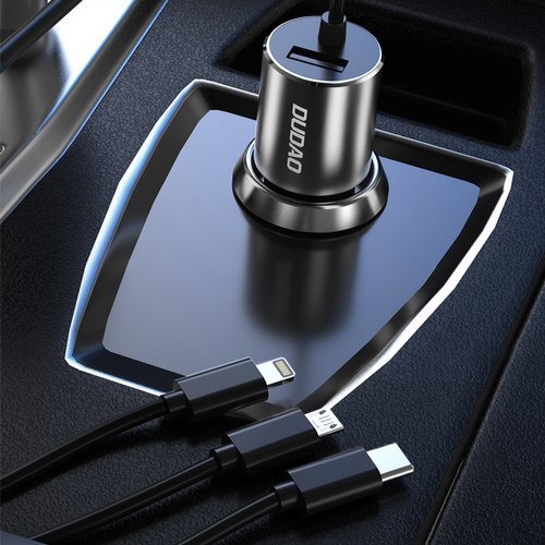Dudao - Dudao Billaddare 3in1 Micro USB-C Lightning Kabel 100 cm - Svart