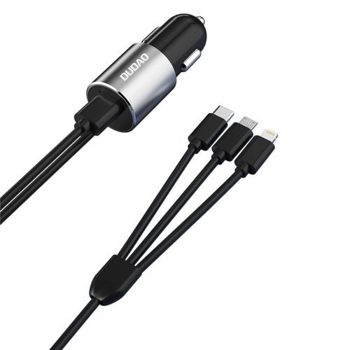 Dudao - Dudao Billaddare 3in1 Micro USB-C Lightning Kabel 100 cm - Svart