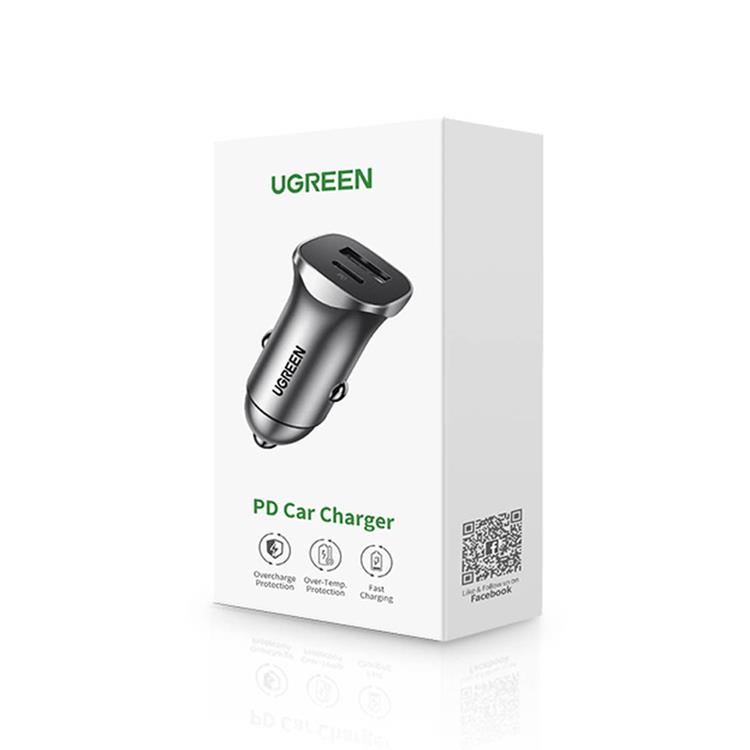 Ugreen - Ugreen PD Fast Billaddare USB-A Till USB-C 30W - Grå