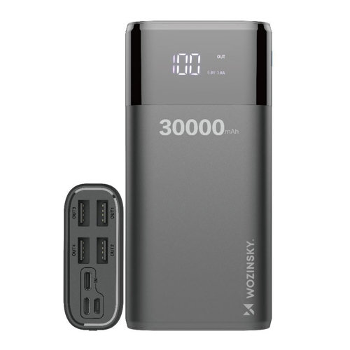 UTGÅTT Wozinsky USB Power Bank 30000 mAh - Svart 