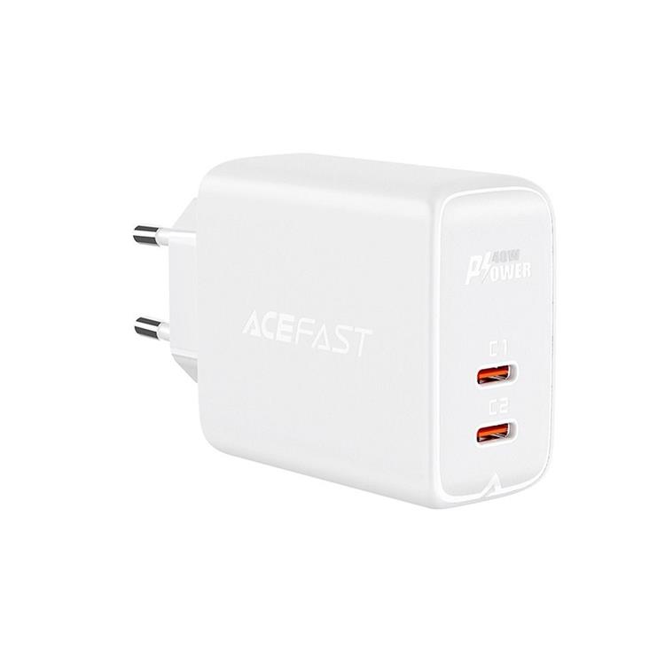 Acefast - Acefast PD Väggladdare 40W 2 x Typ-C - Vit