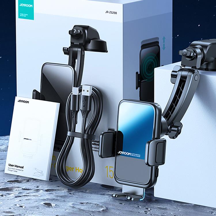 Joyroom - Joyroom Bilhållare Instrumentbräda Till Qi Trådlös Laddare 15W - Svart