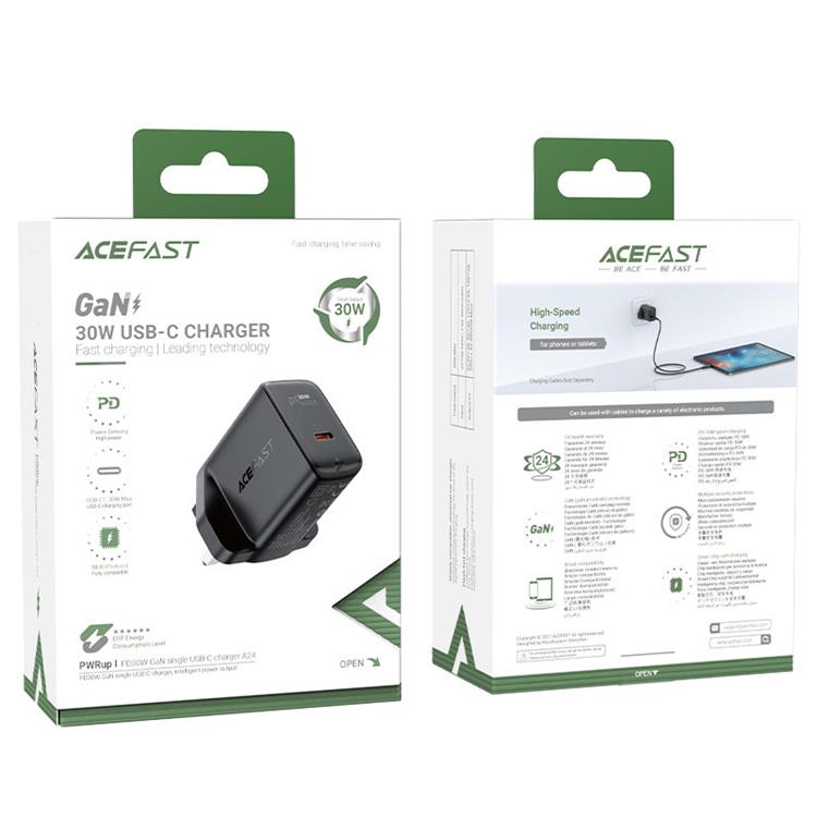 Acefast - Acefast GaN Väggladdare USB-C 30W - Svart