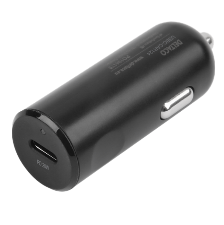 Deltaco - Deltaco Billaddare 20W USB-C Med USB-C Till Lightning Kabel 1m - Svart