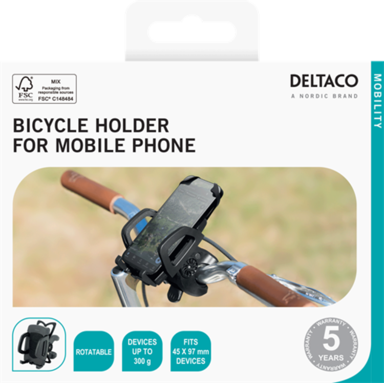 Deltaco - Deltaco Smartphonehållare För Cykel Roterbar - Svart