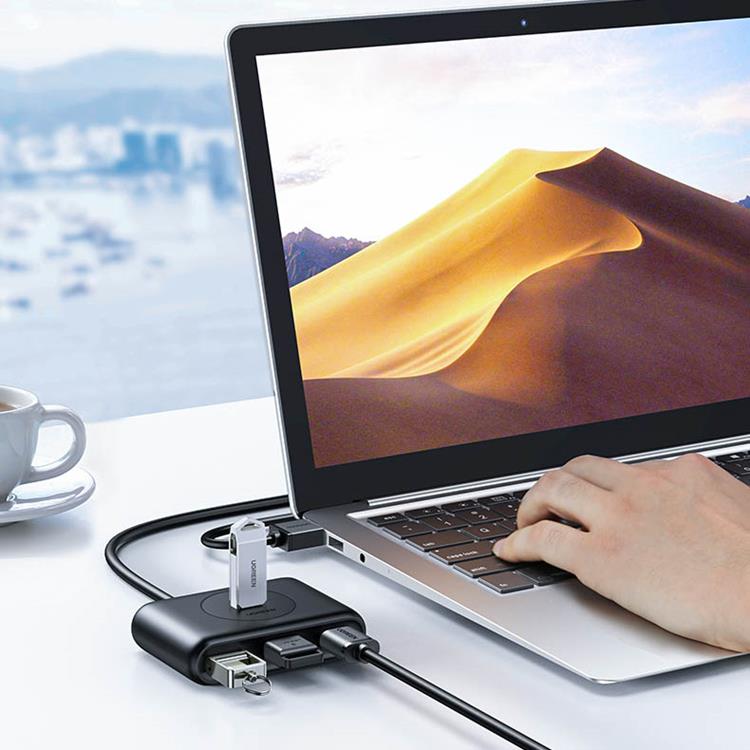 Ugreen - Ugreen Multifunktionell USB HUB USB-C Kabel 1m - Vit