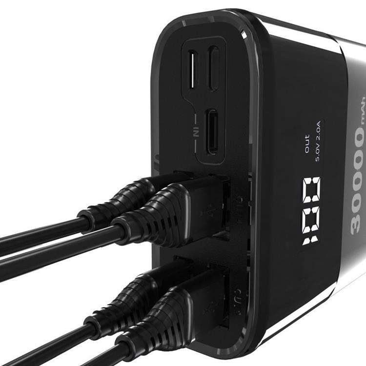 Dudao - Dudao Powerbank 30000mAh 4x USB - Svart