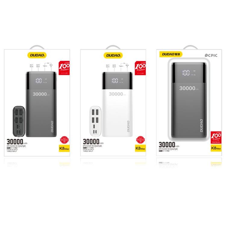 Dudao - Dudao Powerbank 30000mAh 4x USB - Svart