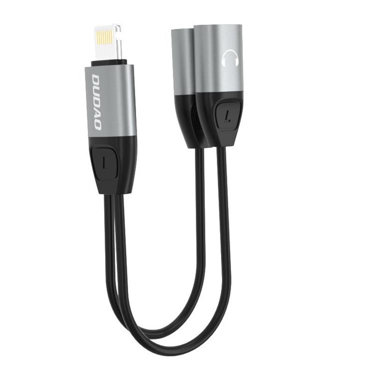 Dudao - Dudao 2in1 Adapter Lightning För Musik - Grå