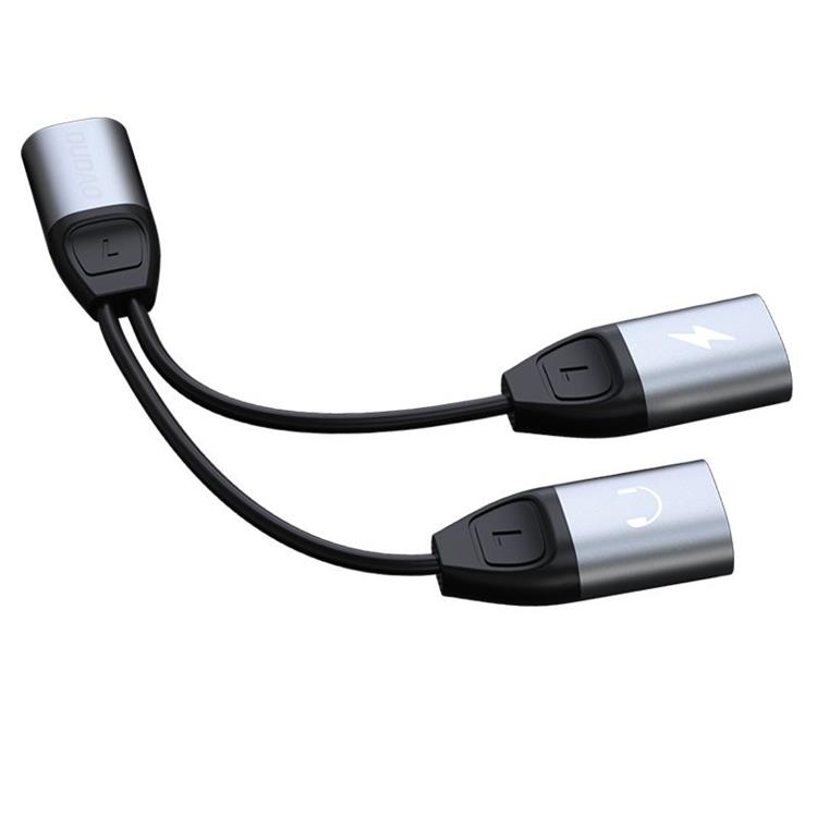 Dudao - Dudao 2in1 Adapter Lightning För Musik - Grå