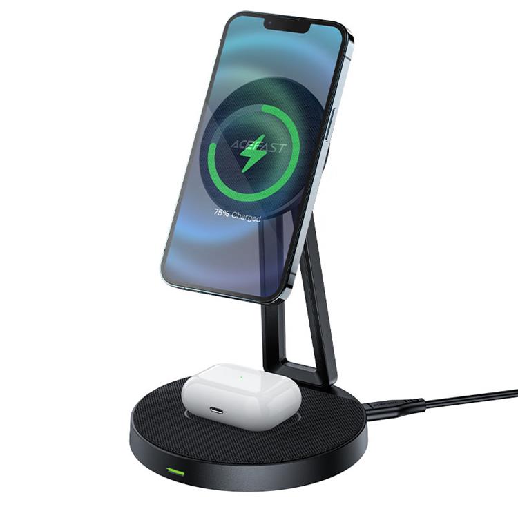 Acefast - Acefast MagSafe Qi Trådlös Laddare 15W iPhone Apple AirPods - Svart