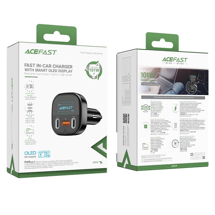 Acefast - Acefast Power Billaddare 101W USB Till 2x Typ-C - Svart