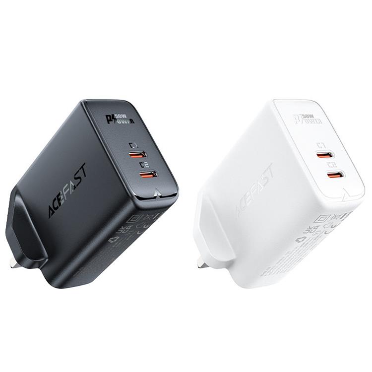 Acefast - Acefast UK Väggladdare 2x USB Typ-C 50W - Svart