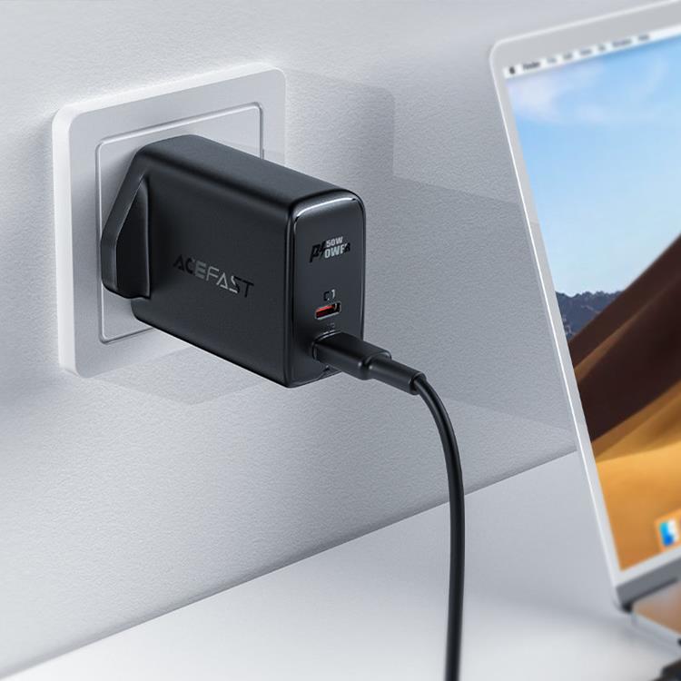 Acefast - Acefast UK Väggladdare 2x USB Typ-C 50W - Svart