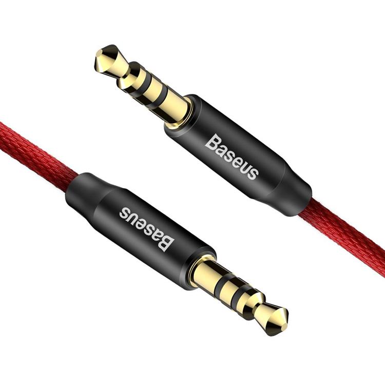 UTGÅTT - Baseus M30 Audio AUX Kabel 3.5 mm Mini Jack 1.5m - Röd/Svart