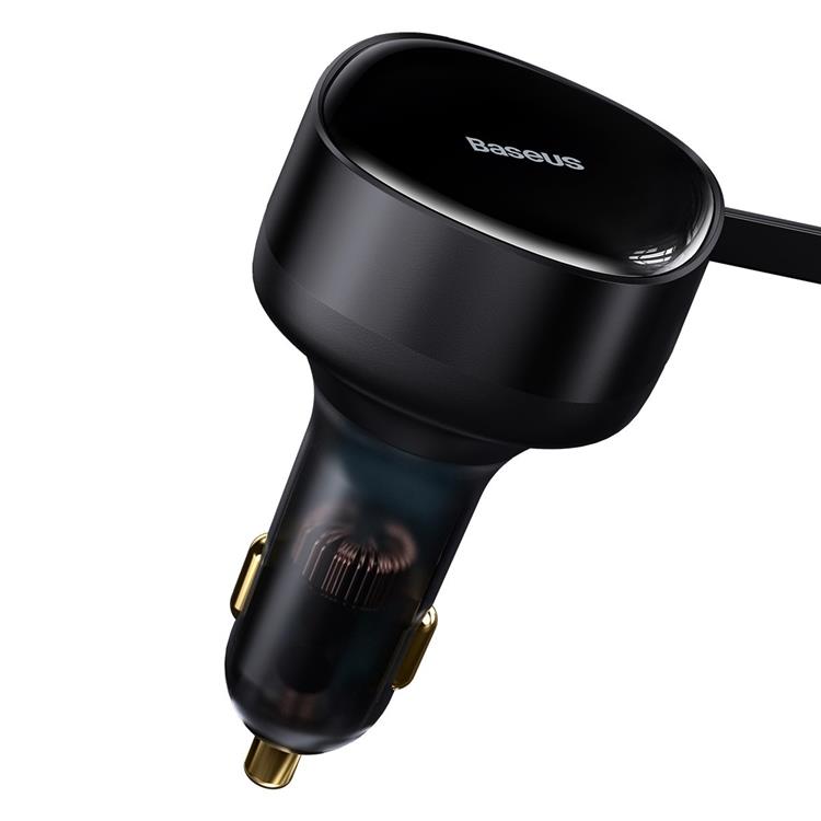 BASEUS - Baseus Retractable 2in1 Billaddare 30W - Svart