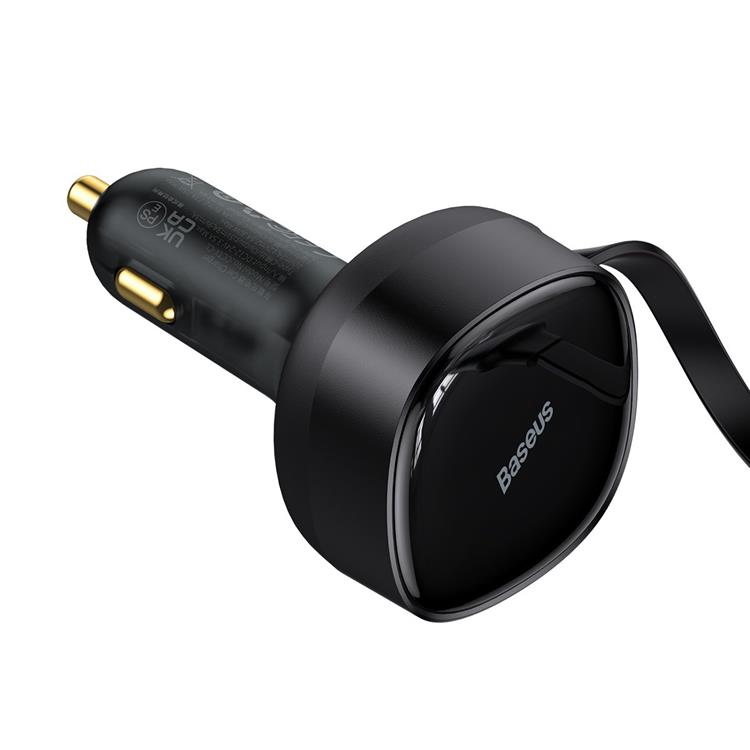 BASEUS - Baseus Retractable 2in1 Billaddare 30W - Svart