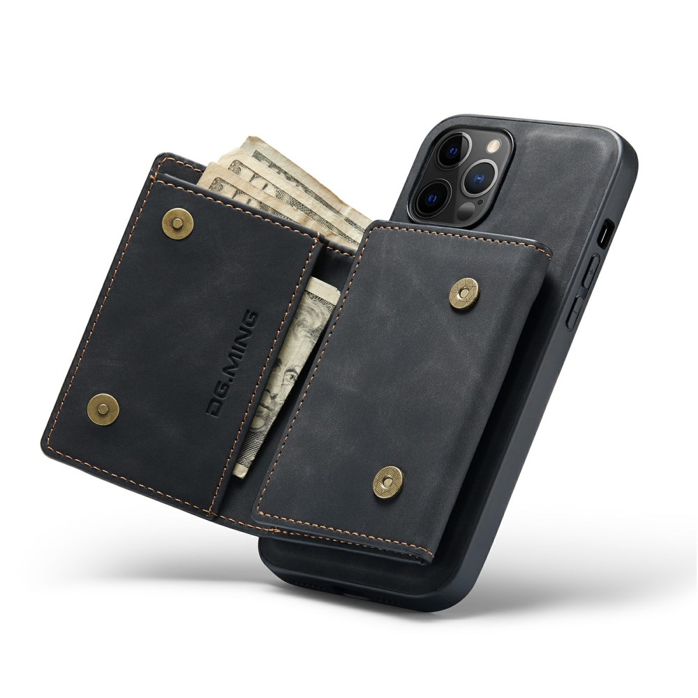 DG.MING - DG.MING iPhone 13 Pro Max Skal samt Wallet med Kickstand - Svart