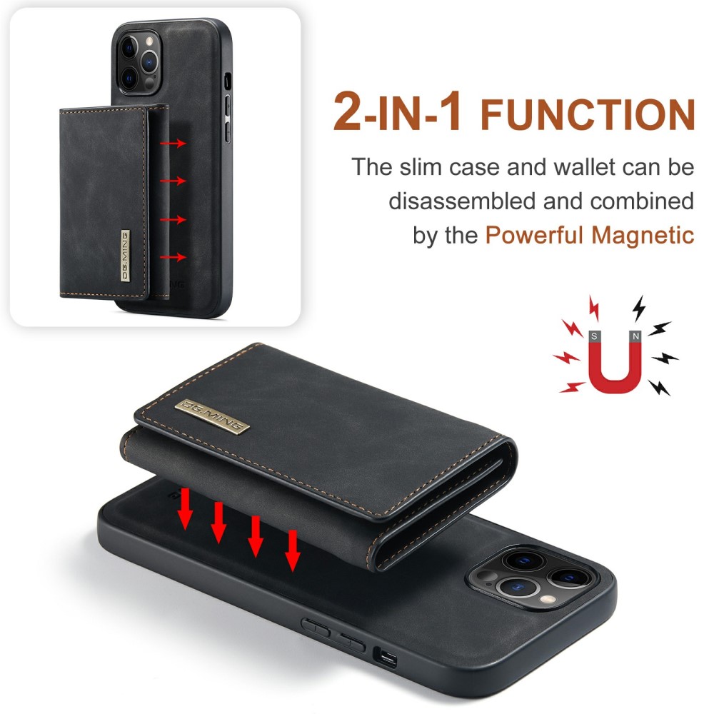 DG.MING - DG.MING iPhone 13 Pro Max Skal samt Wallet med Kickstand - Svart