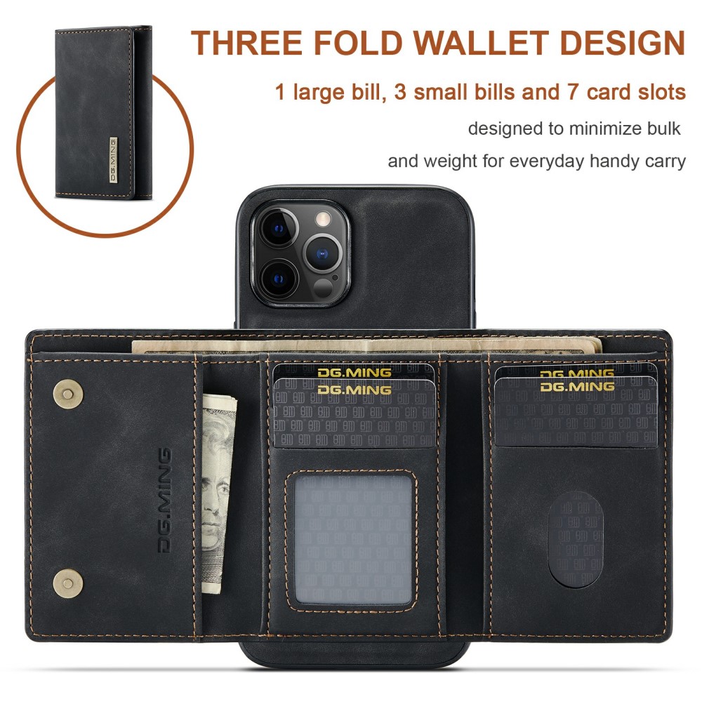 DG.MING - DG.MING iPhone 13 Pro Max Skal samt Wallet med Kickstand - Svart