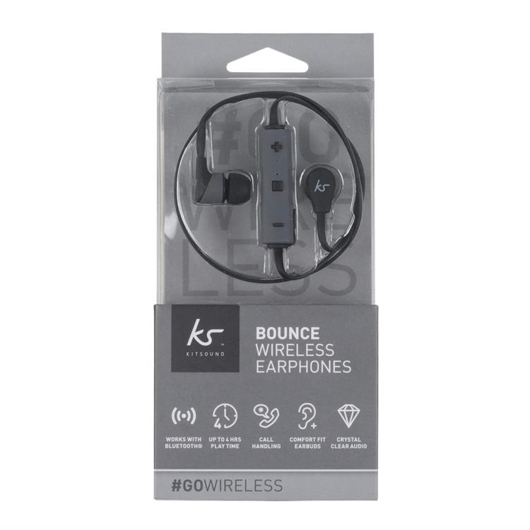 Kitsound - KITSOUND Hörlurar Bounce In-Ear Trådlös Mic - Svart