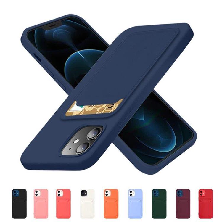 Ruhtel Silicone Korthållare Skal iPhone 13 Mini - Blå 
