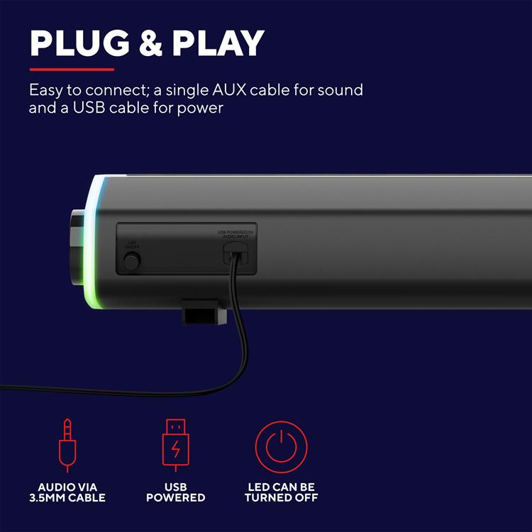 Trust - TRUST GXT 620 Axon RGB Illuminated Soundbar