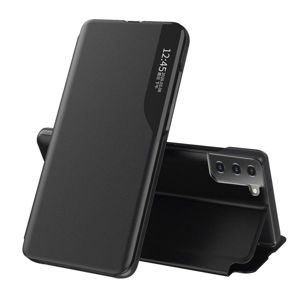 Ruhtel - Eco Läder View Case till Samsung Galaxy S21 5G - Svart