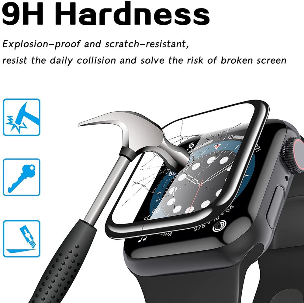 A-One Brand - [2-PACK] 3D Curved Hrdat glas Full Glue Apple Watch 40mm - Svart