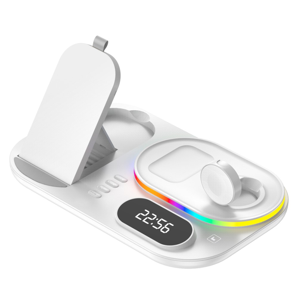 A-One Brand - 4in1 15W Trådlös laddare iPhone/Apple Watch/AirPods/Digital klocka
